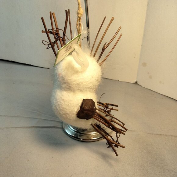 White Owl Ornament Feather Twig Rustic Cottage Cabin Lodge Decor Holiday Time - Picture 7 of 10